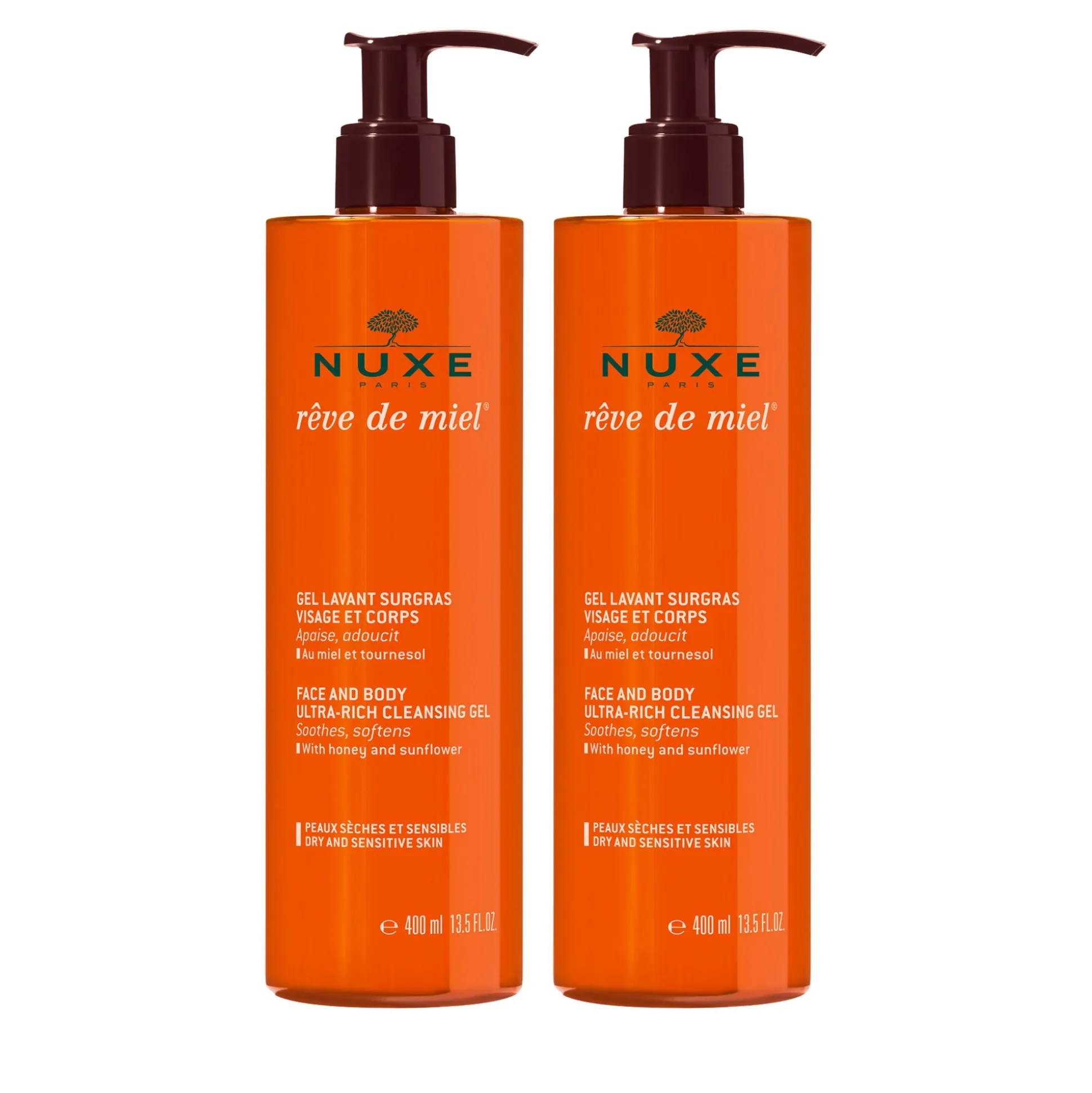 Gel Doccia^NUXE Duo Gel lavante surgrassante viso e corpo Rêve de Miel