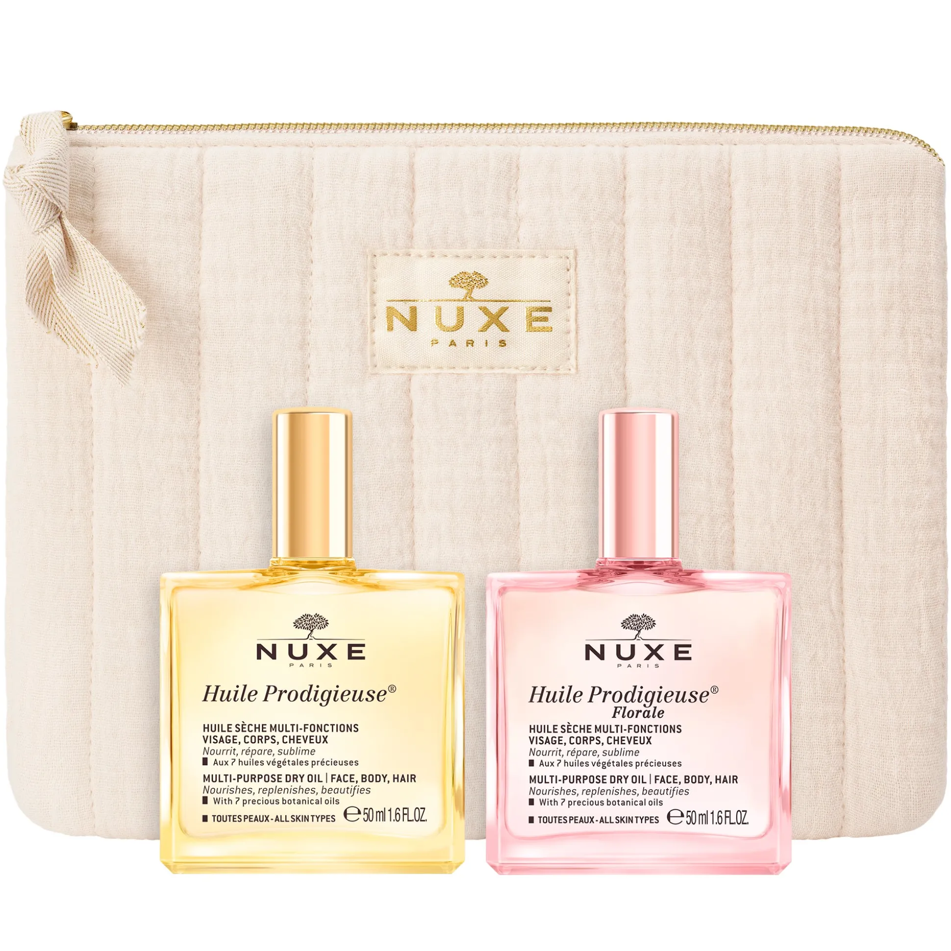Olio Per Capelli | Olio Per Il Corpo^NUXE Duo Huile Prodigieuse® Classico e Florale - Olio secco per viso, corpo e capelli