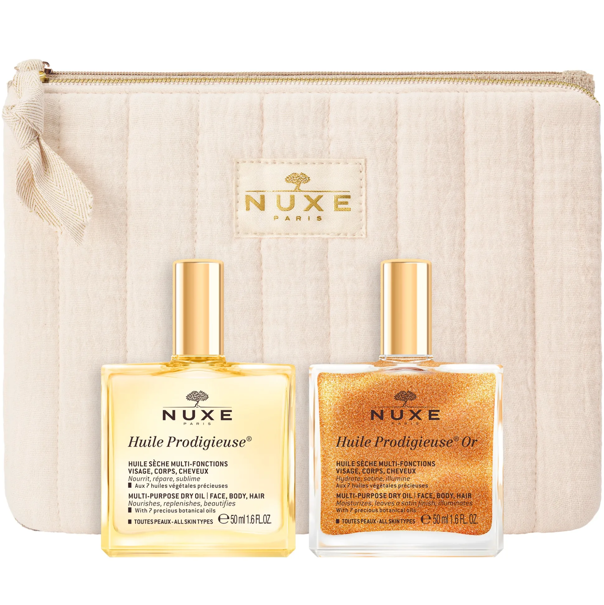 Olio Per Capelli | Olio Per Il Corpo^NUXE Duo Huile Prodigieuse® Classico e Or - Olio secco per viso, corpo e capelli